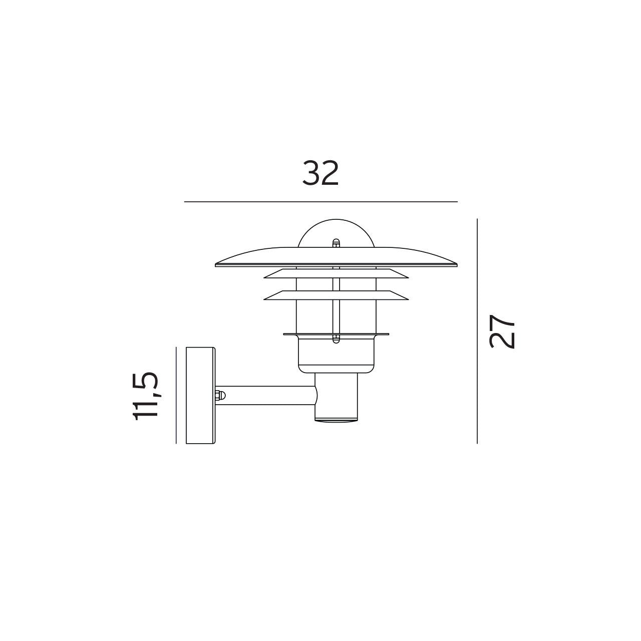 Larvik 690 sort udendørs væglampe