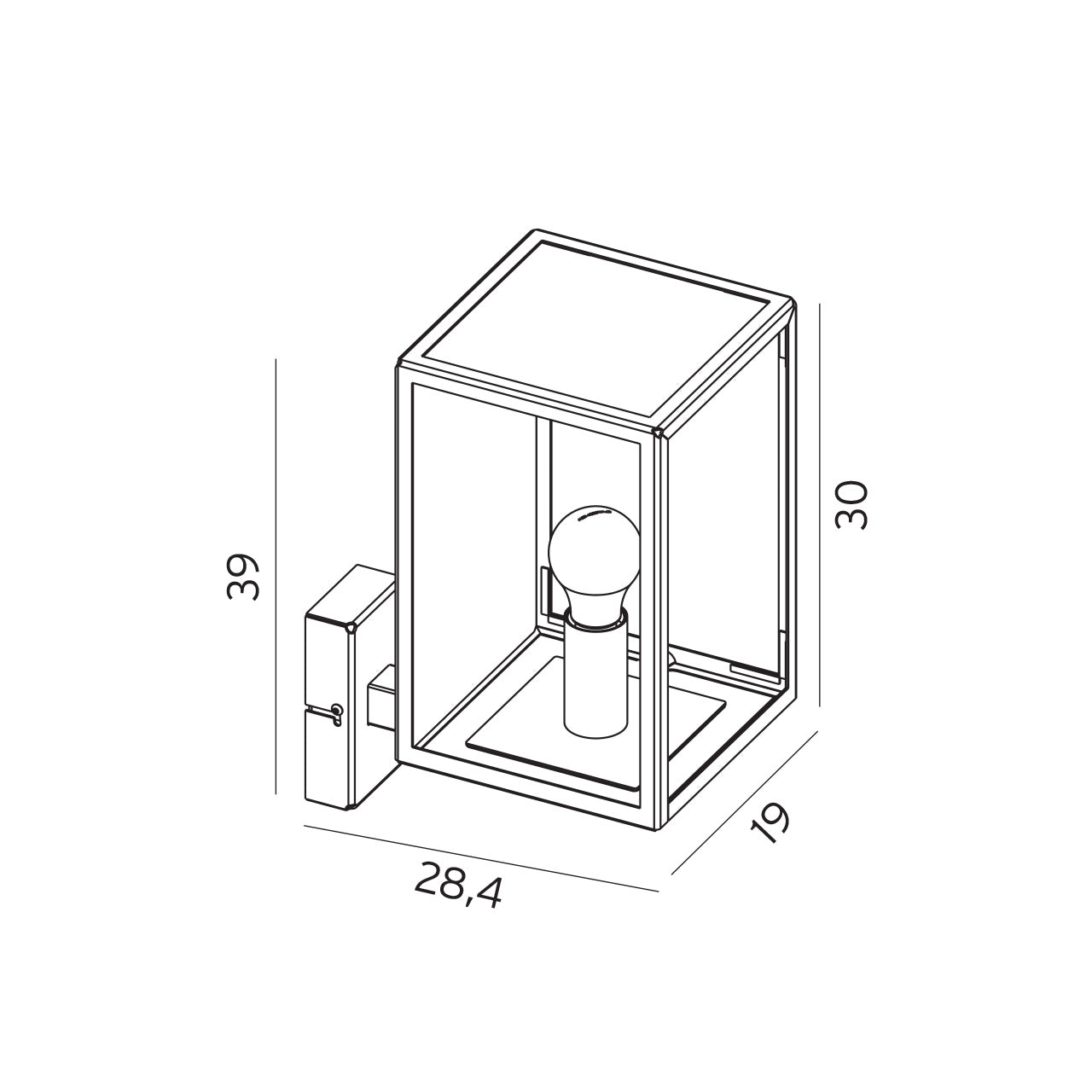 Lofoten 1963 sort/opal væglampe med arm