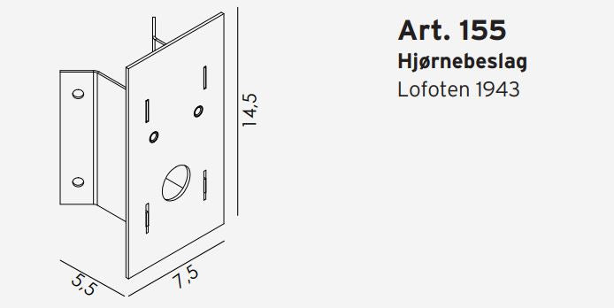 Hjørnebeslag 155 sort