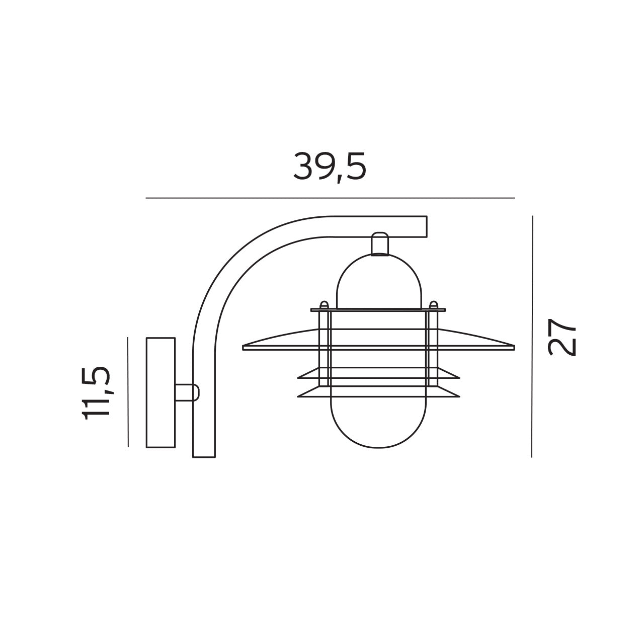 Oslo 240 galvaniseret udendørs væglampe