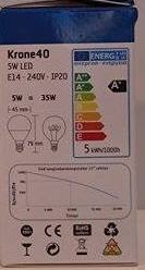 GN LED 5W Kronepære E14 fatning = 35w