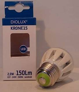 GN LED 2,0W Kronepære E27 fatning = 16w