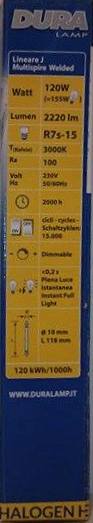 Dura Halogenrør Lang 120W =155W