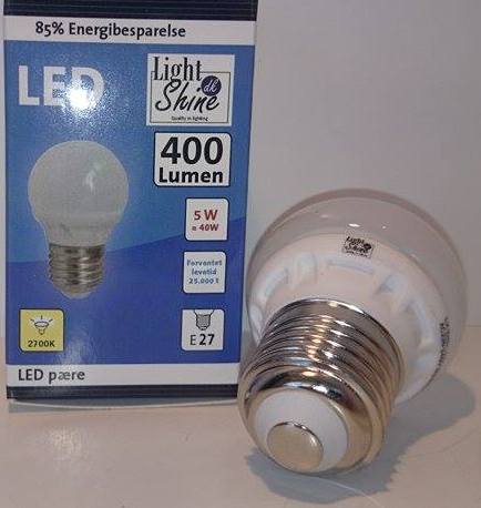 Light Shine LED 5W Krone pære E27 = 40W