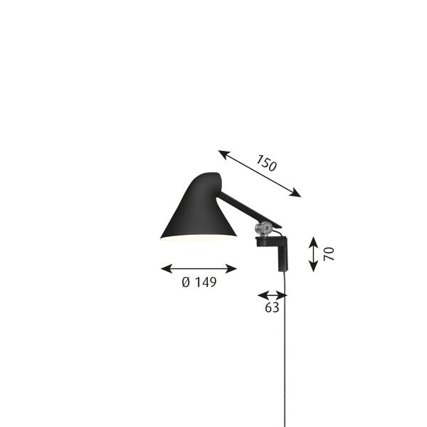 NJP væglampe kort arm sort 3000K