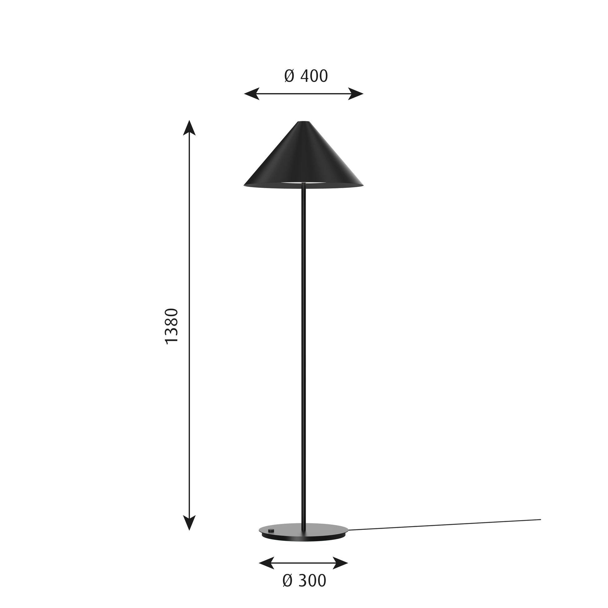 Keglen Gulvlampe D2W Sort