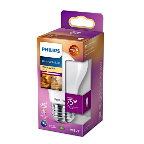 Philips LED E27 10,5W Glas Dæmpbar