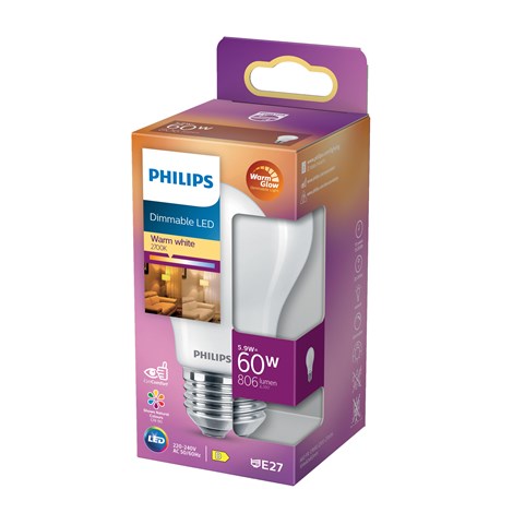 Philips LED E27 7W Glas Dæmpbar