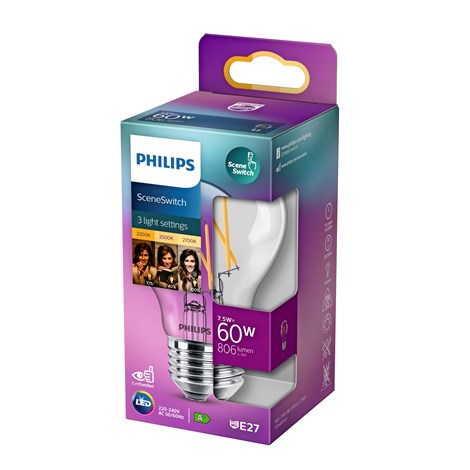 Philips LED Filament E27 7,5W Sceneswitch