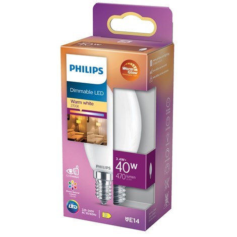 Philips LED E14 Kerte 4,5W Glas Dæmpbar