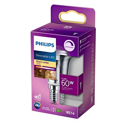 Philips LED E14 R50 4,3W Dæmpbar