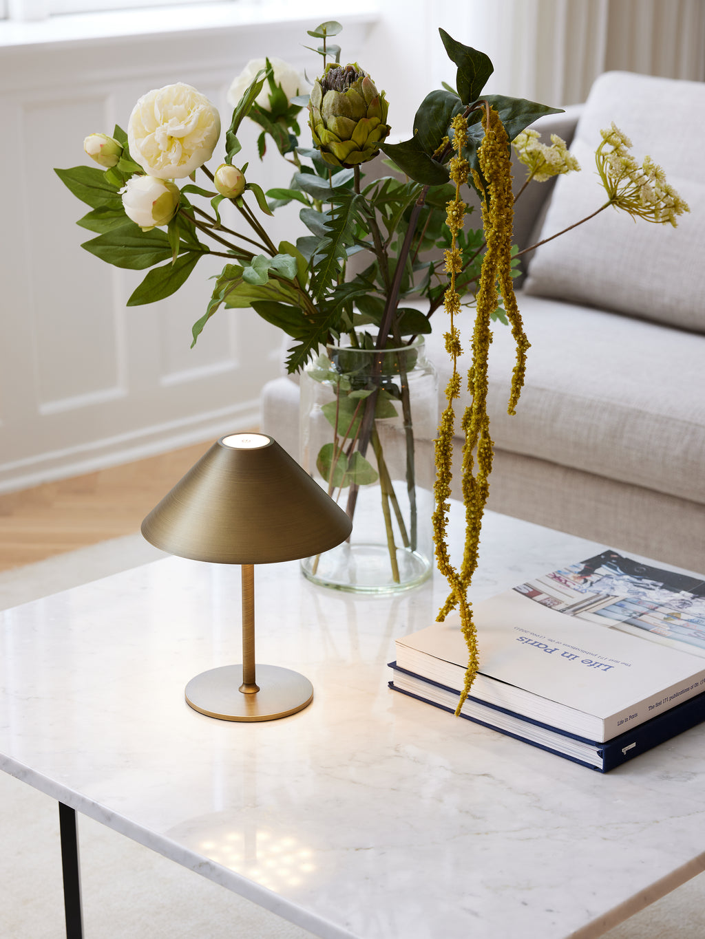 Hygge antik messing batteri bordlampe Ø15