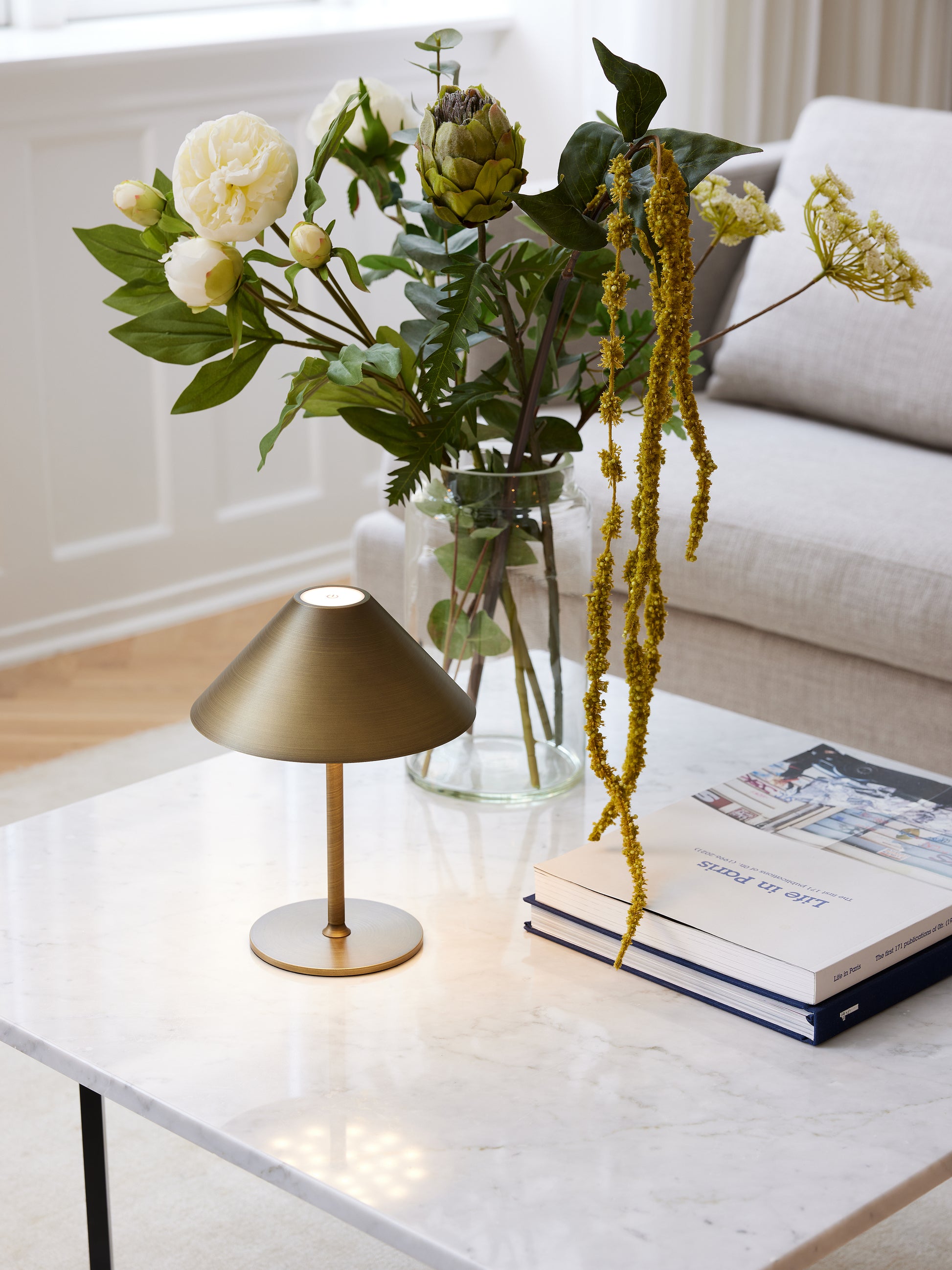 Hygge antik messing batteri bordlampe Ø15