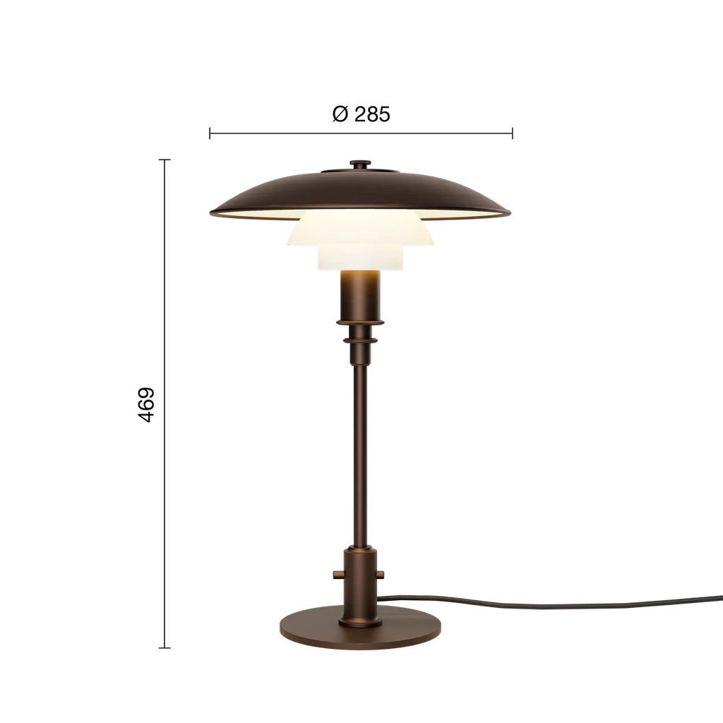 Poul Henningsen PH 3/2 Aged Brass Opal Bordlampe