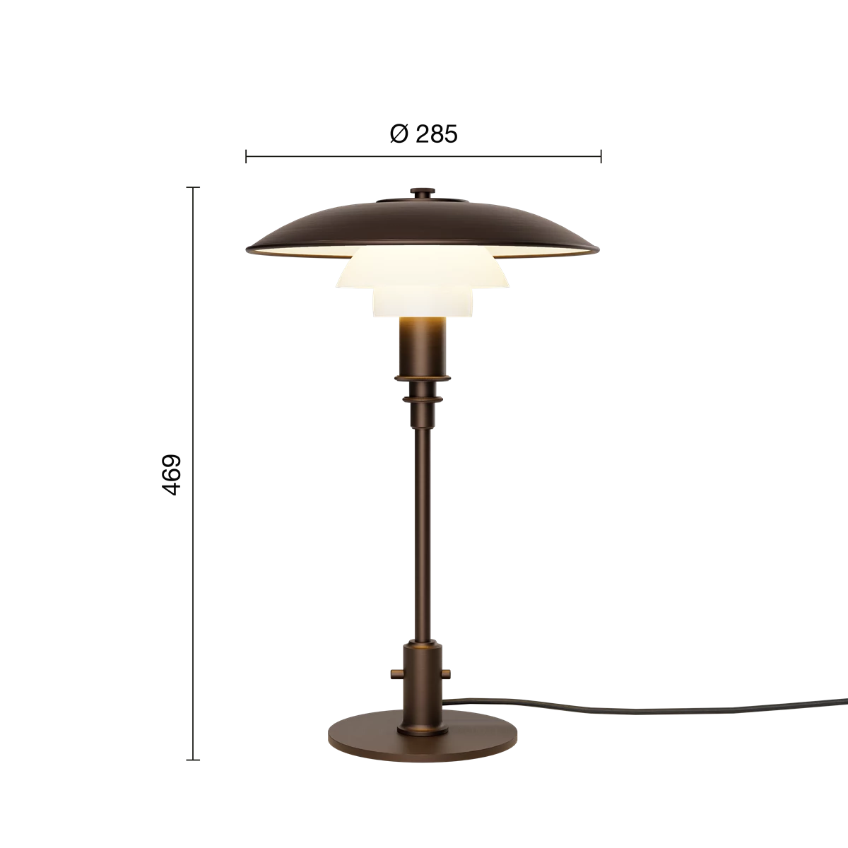Poul Henningsen PH 3/2 Aged Brass Opal Bordlampe