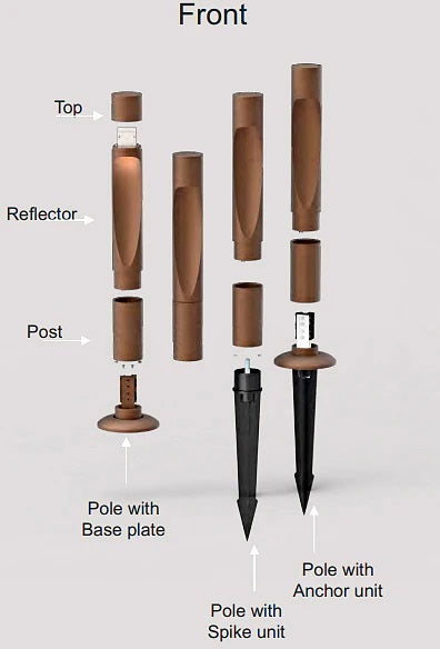 Flindt Garden Pullert Corten u/Adaptor Base Kort 2700K