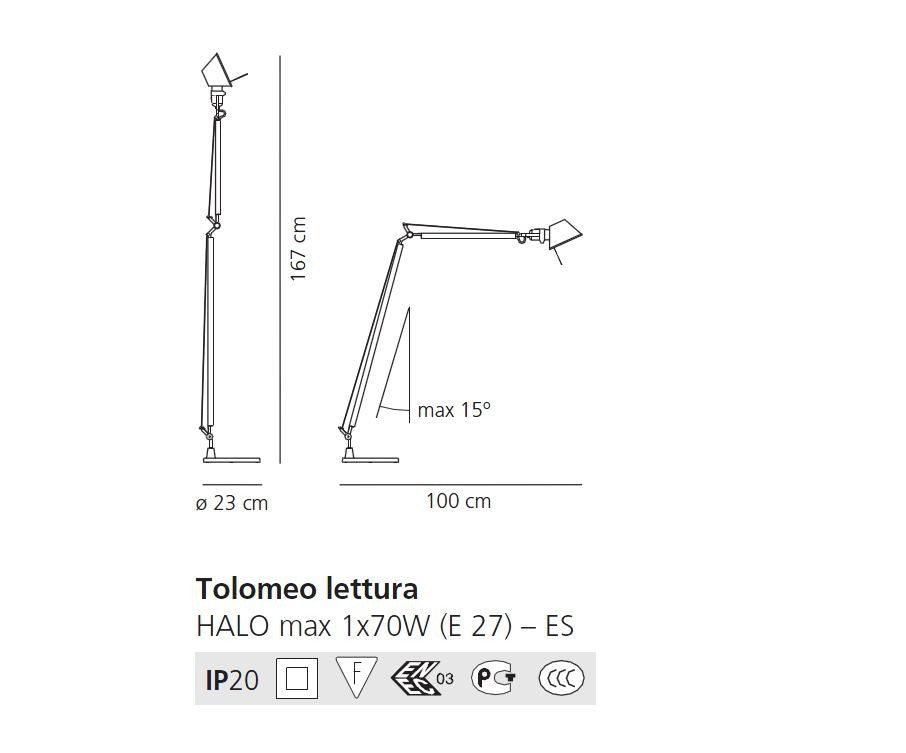 Tolomeo Lettura Gulvlampe - Aluminium