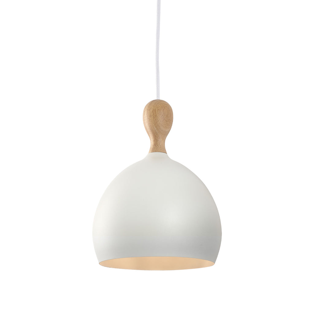 Dueodde  Ø18cm - Hvid/Træ pendel