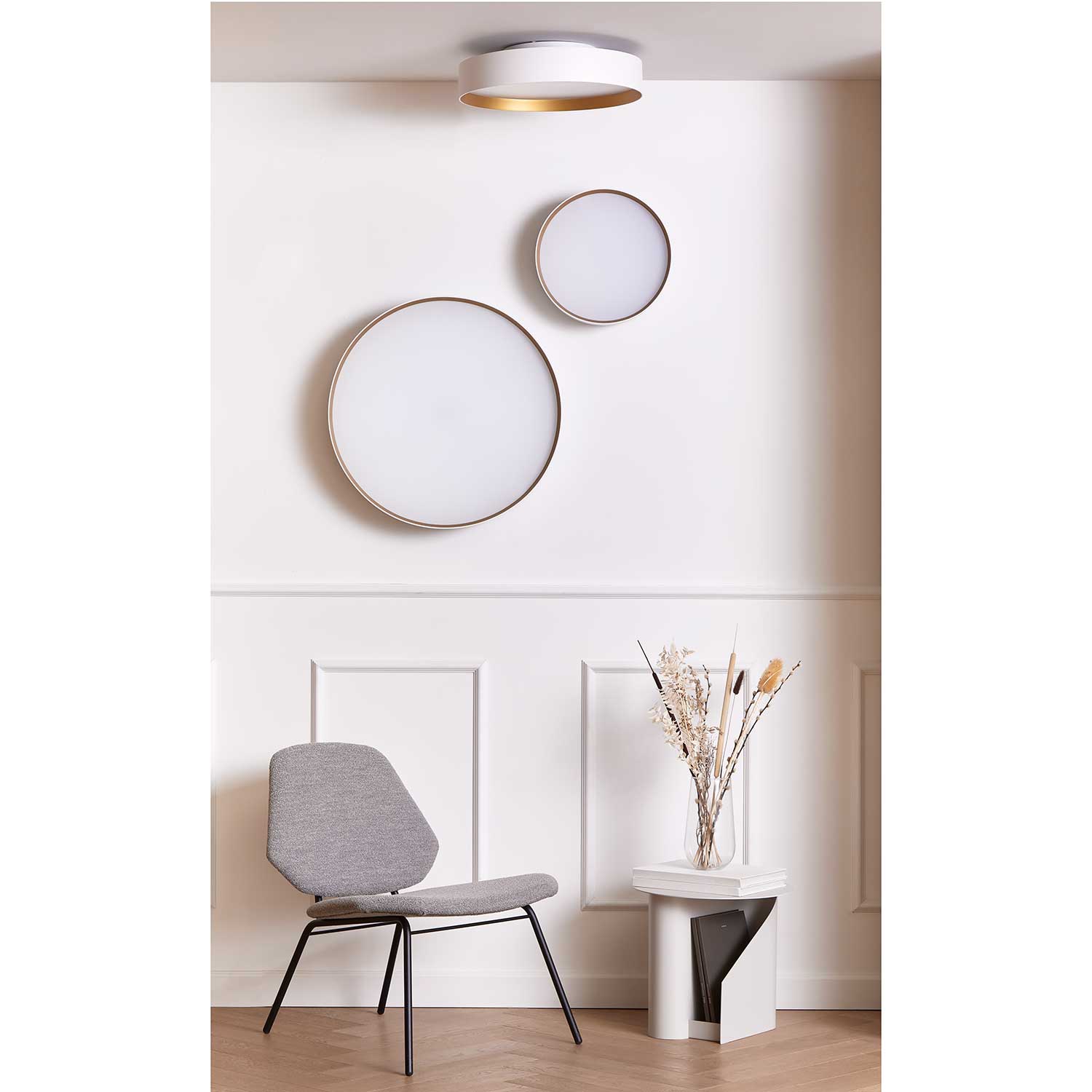 Lucia Ø60 hvid/guld plafond