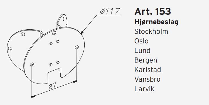 Hjørnebeslag 153 sort