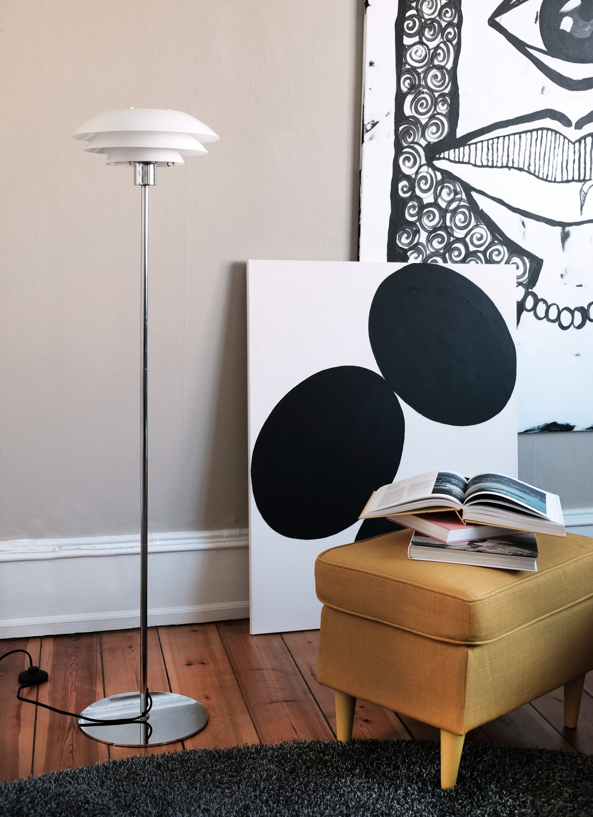 DL31 krom/opal gulvlampe