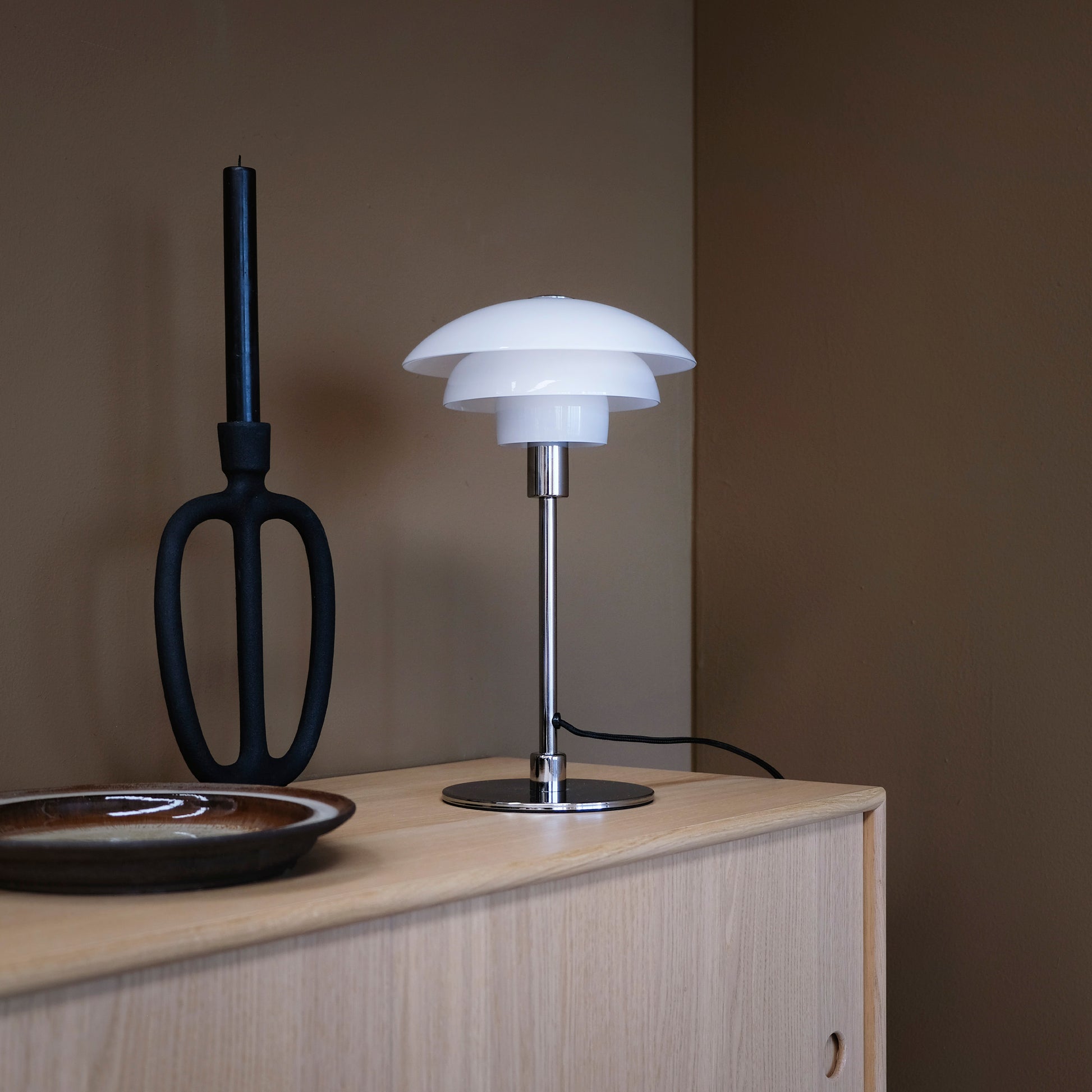 Morph Ø21 opal/krom bordlampe
