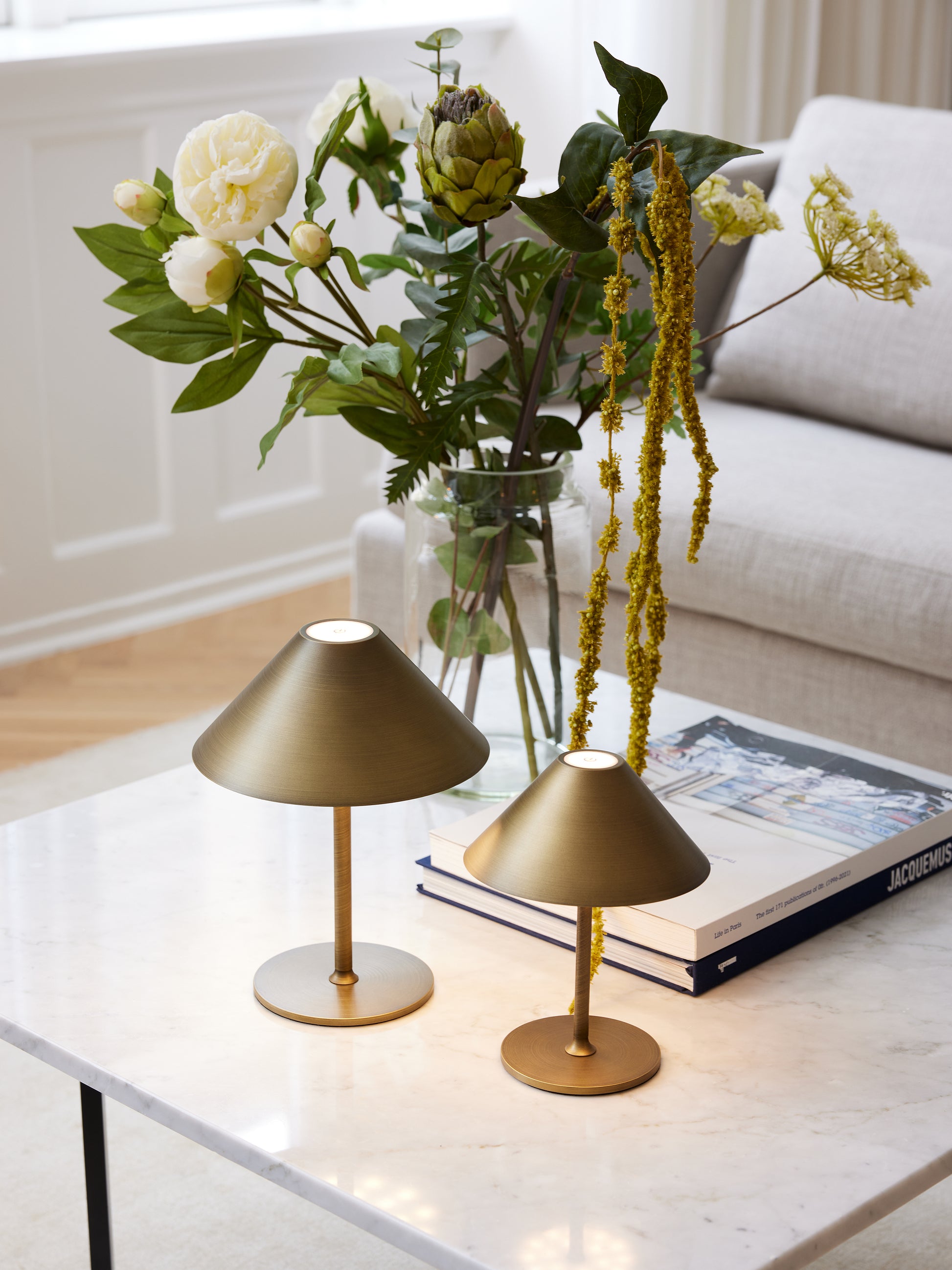 Hygge antik messing batteri bordlampe Ø19