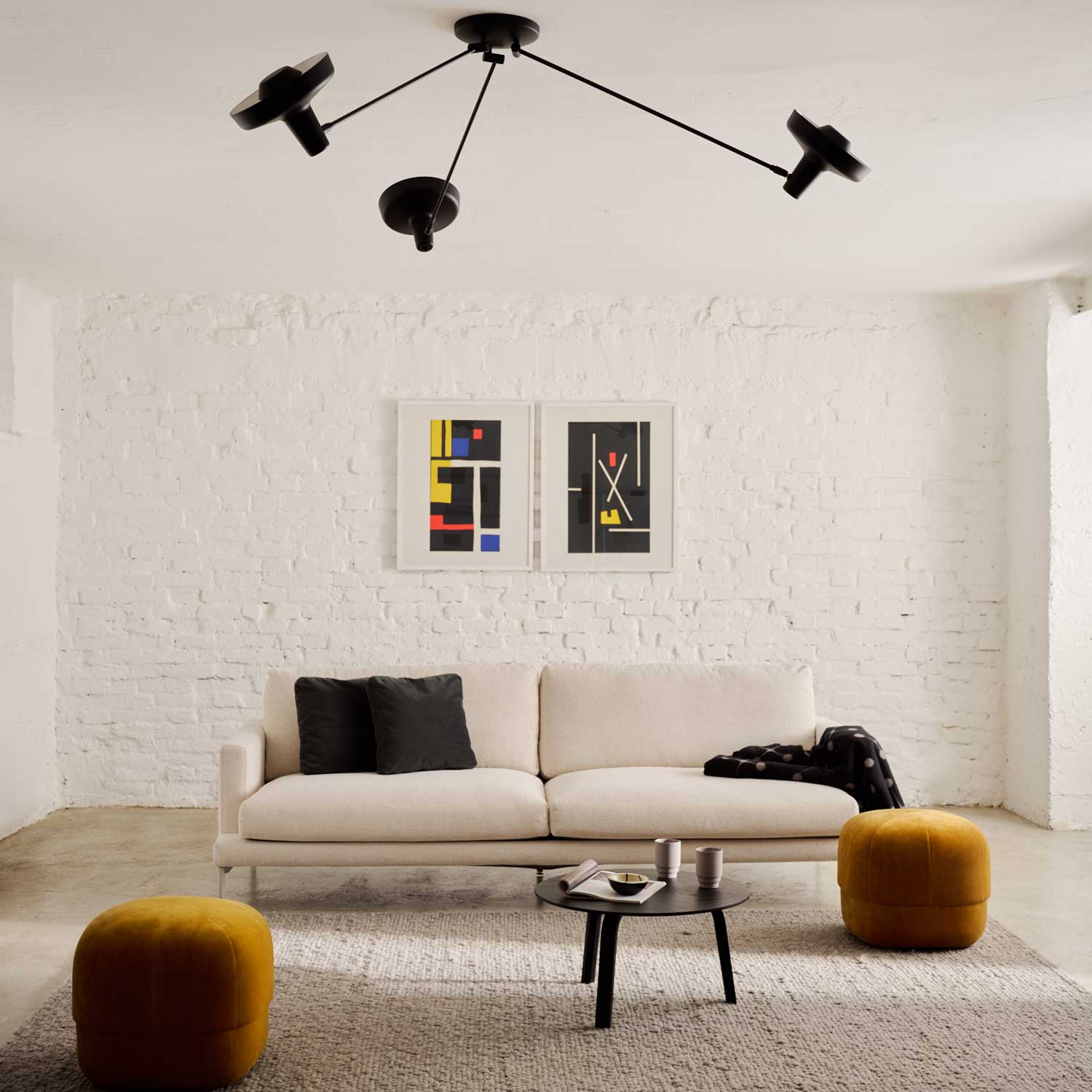 Arigato Palace 3 arme Loftlampe sort