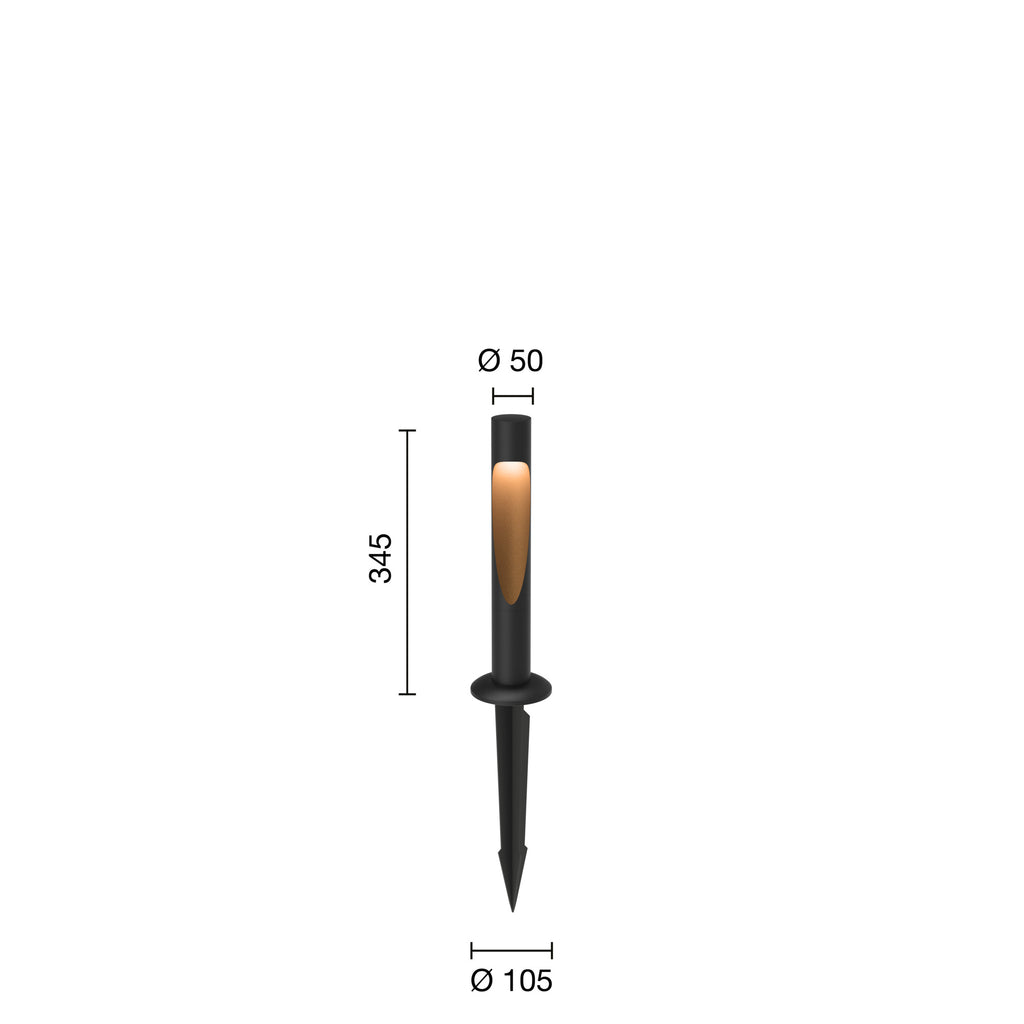 Flindt Garden Pullert Sort m/Adaptor Spyd Kort 2700K