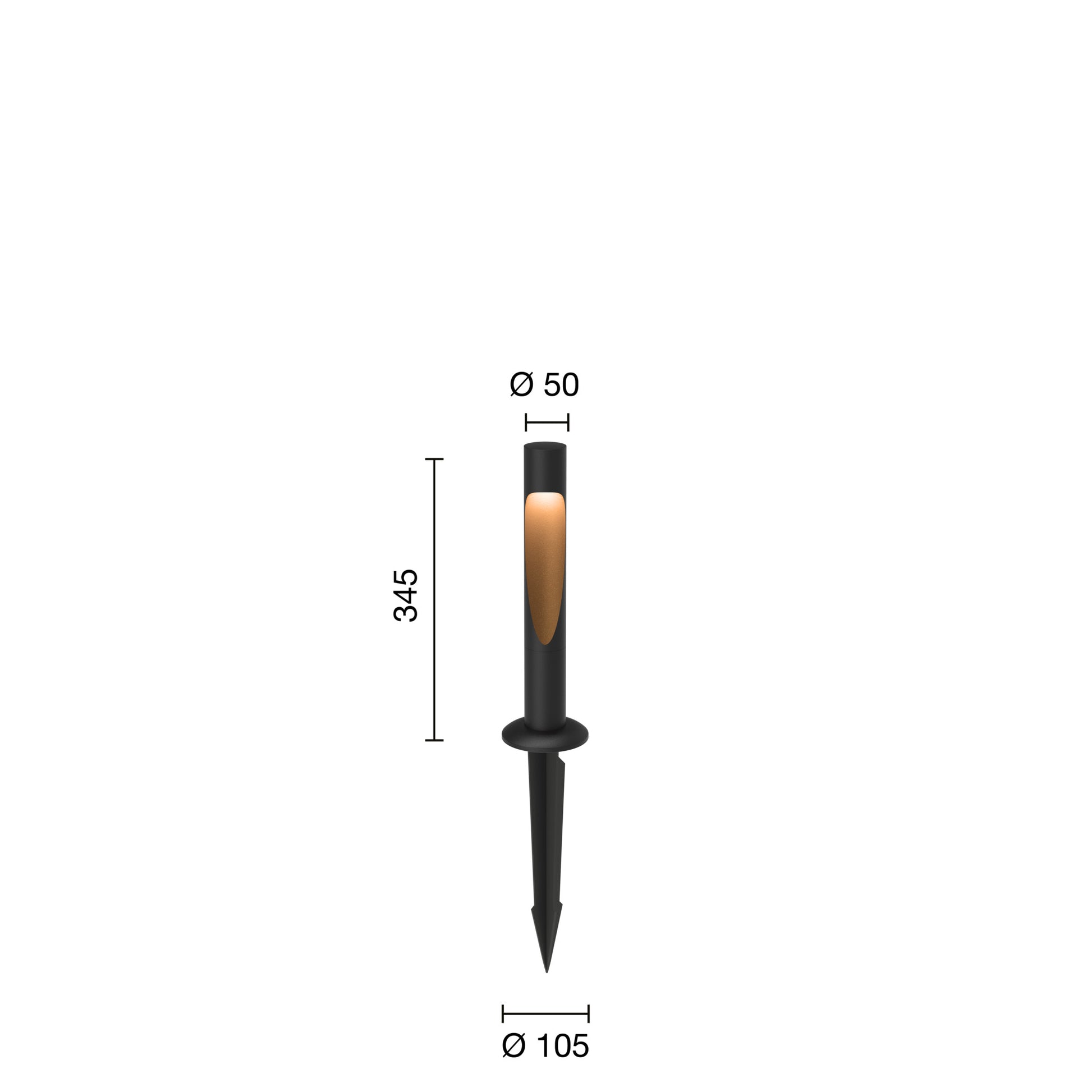 Flindt Garden Pullert Sort m/Adaptor Spyd Kort 2700K