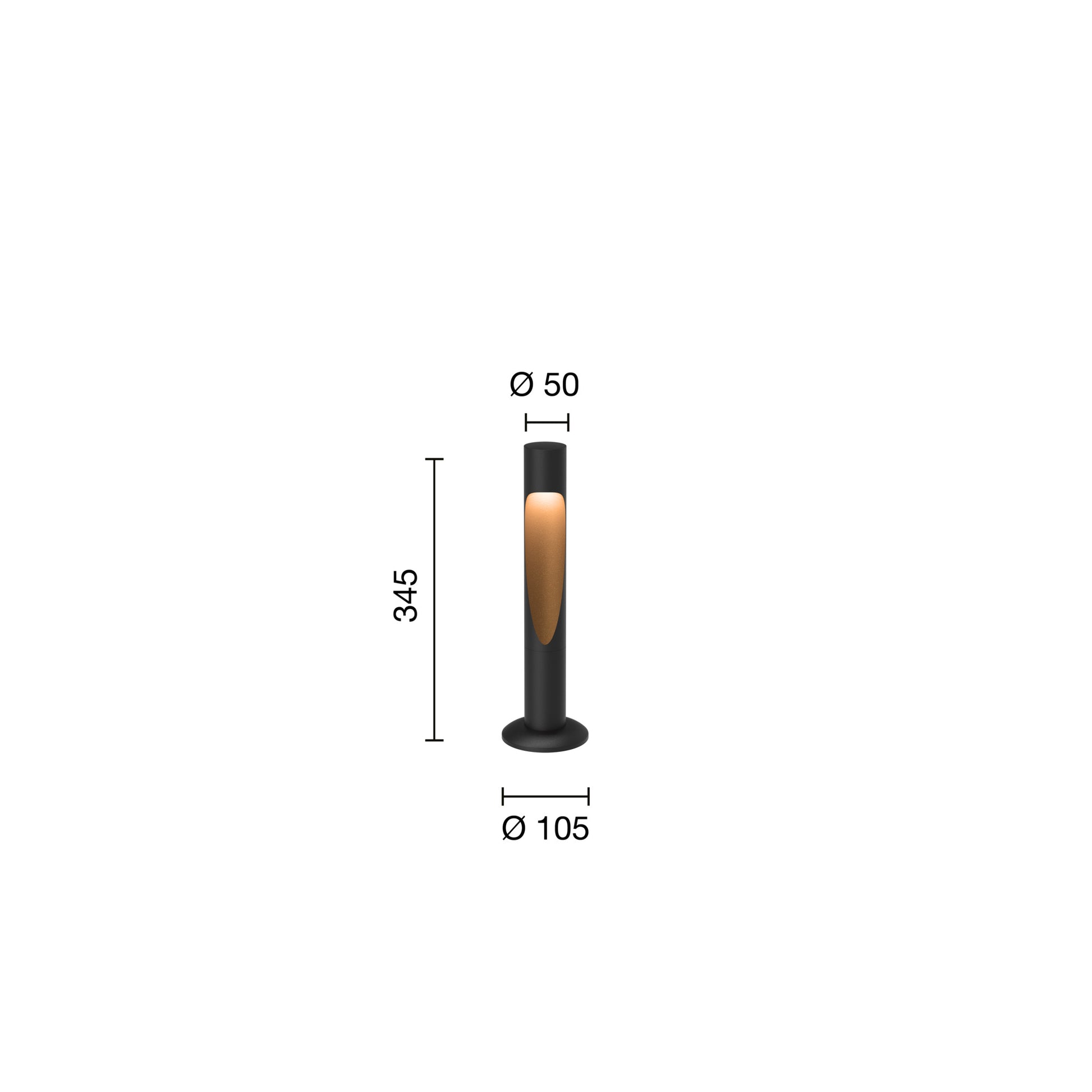 Flindt Garden Pullert Sort u/Adaptor Base Kort 2700K