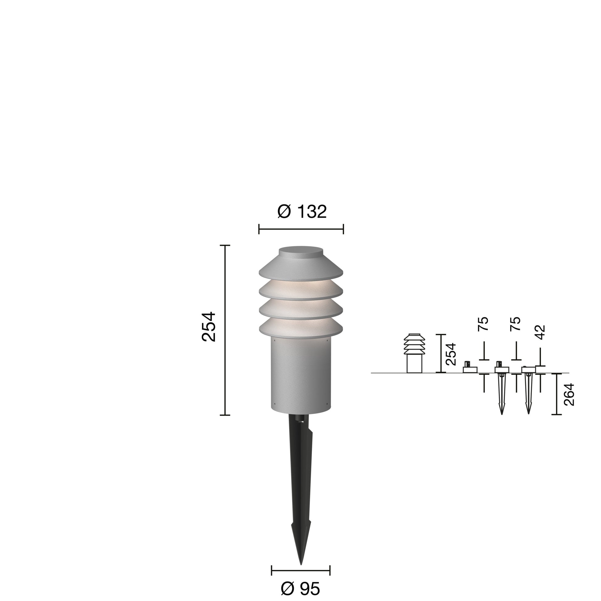 Bysted Garden Pullert Spyd Kort u/Adaptor Alu 3000K