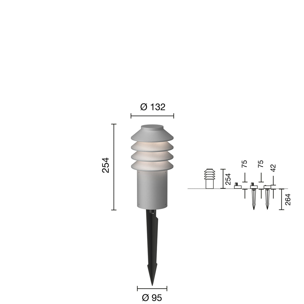 Bysted Garden Pullert Spyd Kort M/Adaptor Alu 3000K