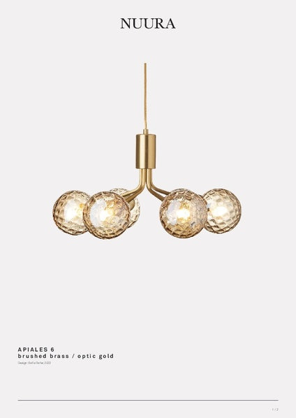 Apiales 6 børstet messing/optisk guld pendel