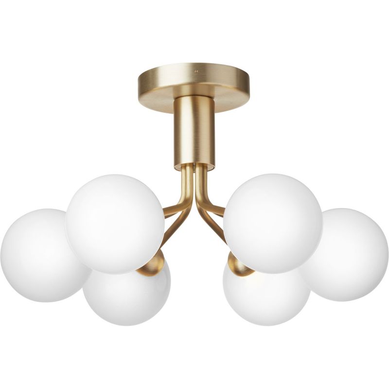 Apiales 6 børstet messing/opal loftslampe