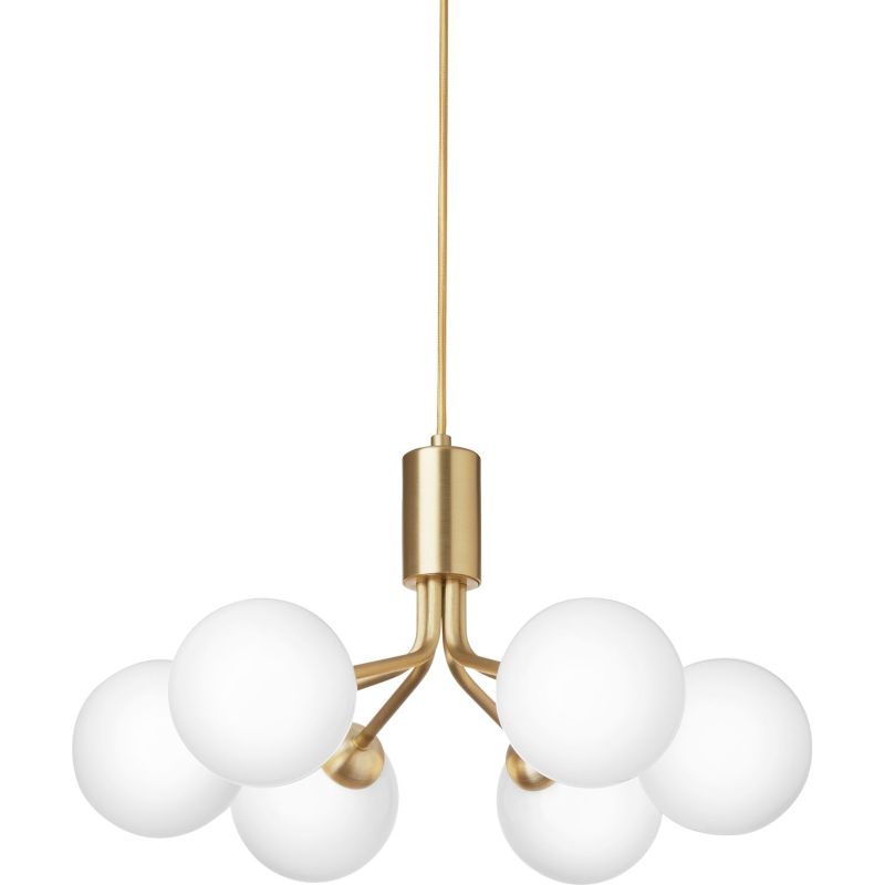 Apiales 6 børstet messing/opal pendel