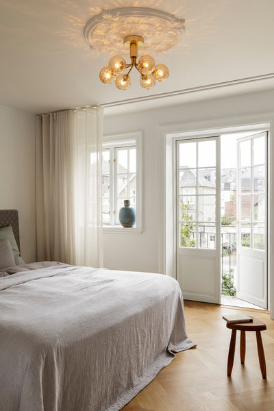 Apiales 6 børstet messing/optisk guld loftslampe