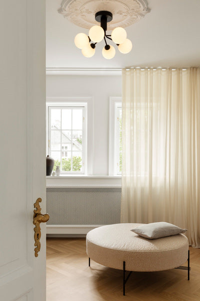 Apiales 6 satinsort/opal loftslampe