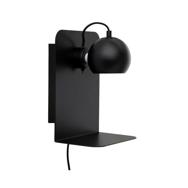 Ball Væglampe med hylde og USB Mat Sort
