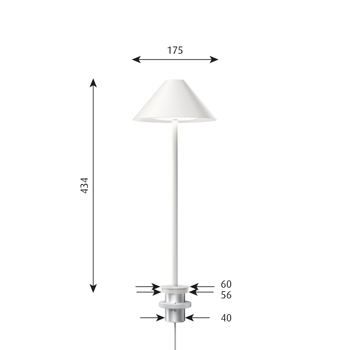 Keglen Bordlampe 175 3000K Pind Hvid