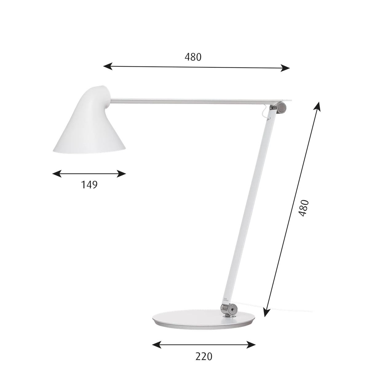 NJP bordlampe hvid 3000k