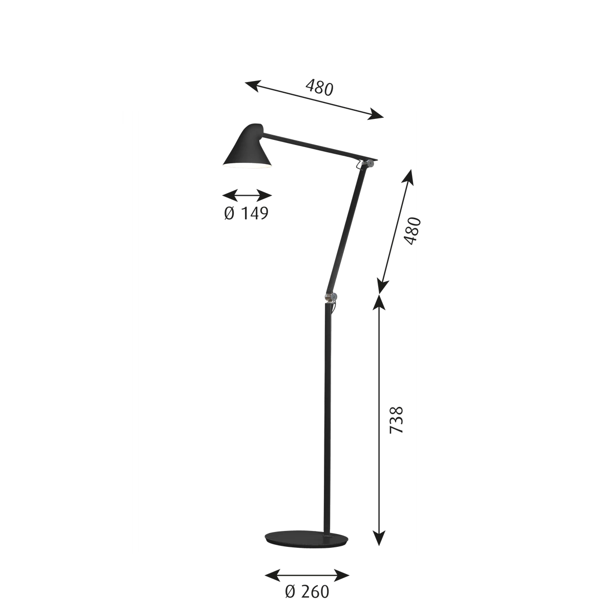 NJP Gulvlampe Sort 3000k