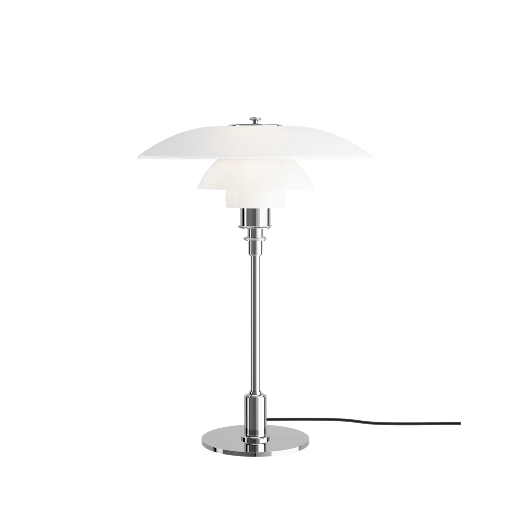 PH 3½-2½ Glas Bordlampe højglansforkromet