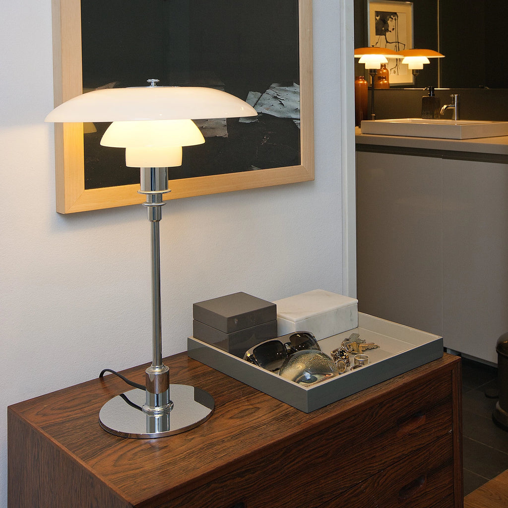 PH 3½-2½ Glas Bordlampe højglansforkromet