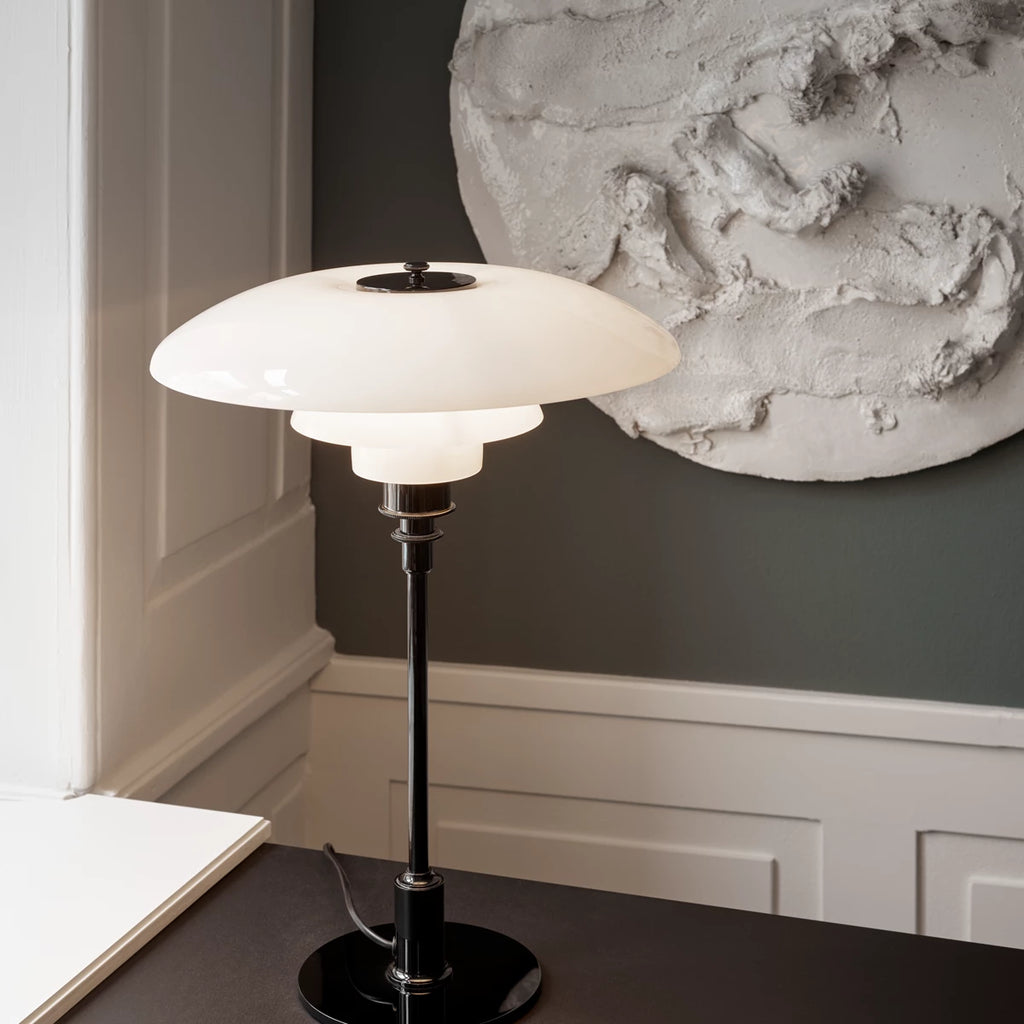 PH 3½-2½ Glas Bordlampe sort metalliseret