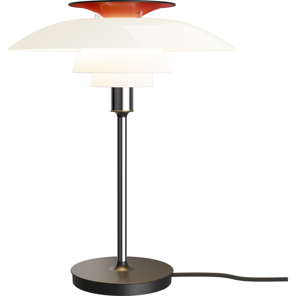 PH 80 bordlampe opalhvid/højglans forkromet