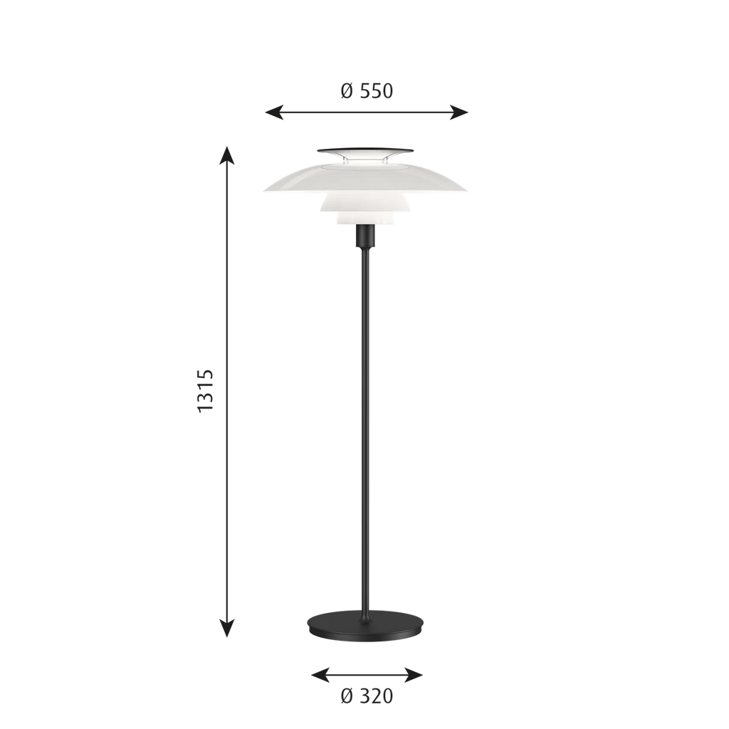 PH 80 gulvlampe opal/sort