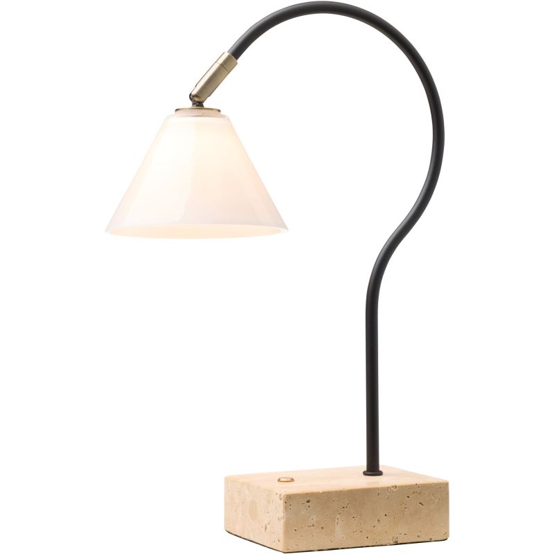 Question sort antik messing/opal glas transportabel bordlampe