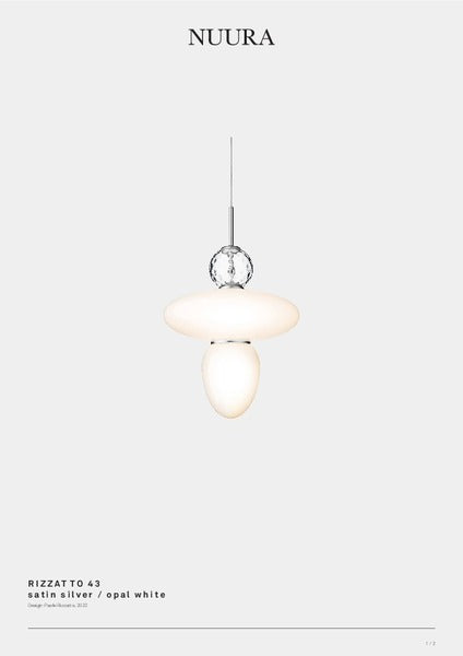 Rizzatto 43 satinsølv/opal pendel