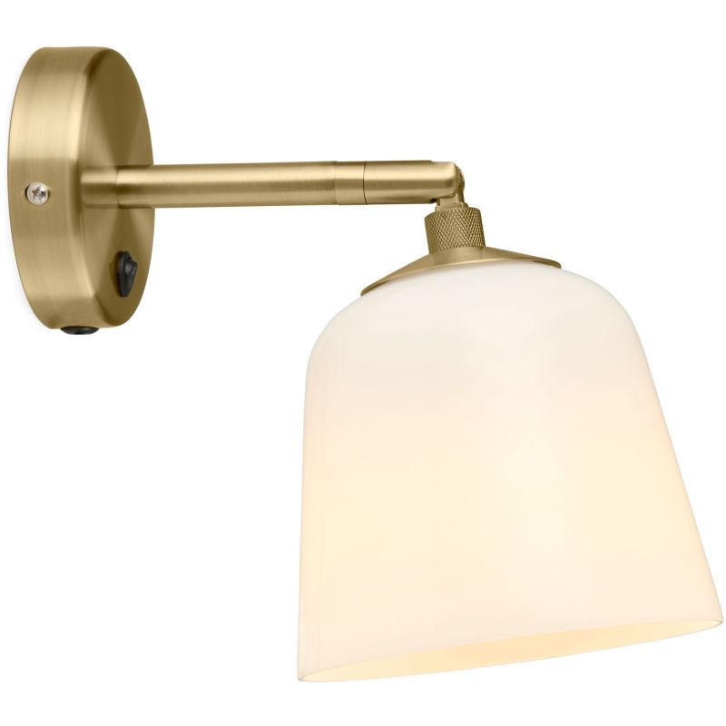 Room 49 antik messing/opal glas væglampe